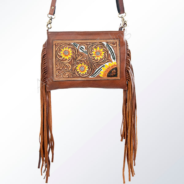 ADBGA154 American Darling Floral Carved Tooled Genuine Leather Large Cross body Bag
