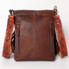 ADBGA155 American Darling Sunflower Feather Tooled Leather Fringe Crossbody Bag
