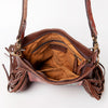 ADBGA155 American Darling Sunflower Feather Tooled Leather Fringe Crossbody Bag