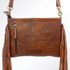 ADBGA156 American Darling Tooled Leather Crossbody with Fringe Western Brown Shoulder Bag