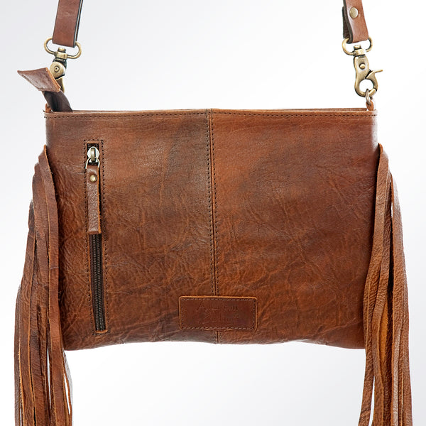 ADBGA156 American Darling Tooled Leather Crossbody with Fringe Western Brown Shoulder Bag