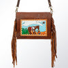 ADBGA157 American Darling Hand Tooled Buck Stitched Genuine Leather Small Cross body Bag
