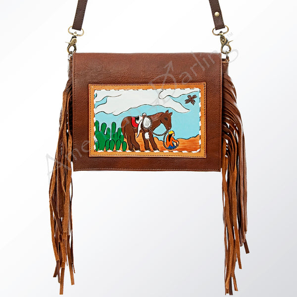 ADBGA157 American Darling Hand Tooled Buck Stitched Genuine Leather Small Cross body Bag