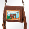 ADBGA157 American Darling Hand Tooled Buck Stitched Genuine Leather Small Cross body Bag