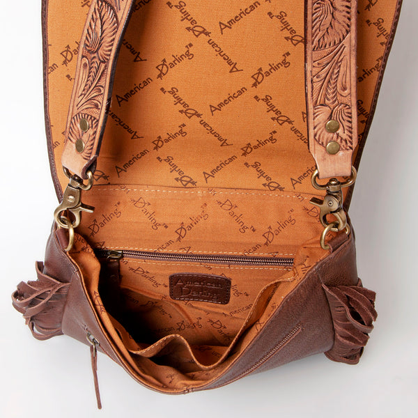 ADBGA158 American Darling Hand Tooled Floral Carved Genuine Leather Cross body Bag