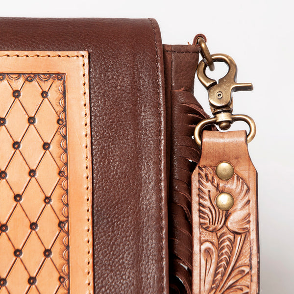 ADBGA158 American Darling Hand Tooled Floral Carved Genuine Leather Cross body Bag