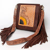 ADBGA158 American Darling Hand Tooled Floral Carved Genuine Leather Cross body Bag