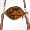 ADBGA159 American Darling Hair-On Cowhide & Tooled Leather Buck Stitched Messenger Bag
