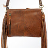 ADBGA159 American Darling Hair-On Cowhide & Tooled Leather Buck Stitched Messenger Bag
