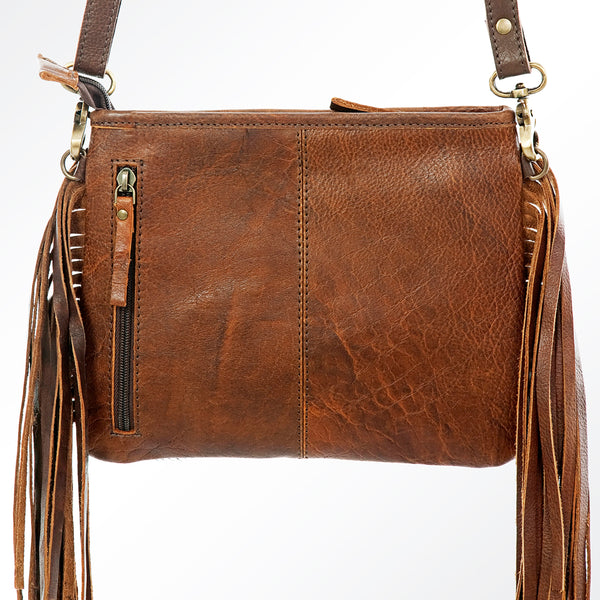 ADBGA159 American Darling Hair-On Cowhide & Tooled Leather Buck Stitched Messenger Bag