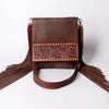 ADBGA161 American Darling Tooled Leather Messenger Bag Brown Fringe Western Shoulder Purse