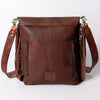 ADBGA161 American Darling Tooled Leather Messenger Bag Brown Fringe Western Shoulder Purse