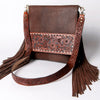 ADBGA161 American Darling Tooled Leather Messenger Bag Brown Fringe Western Shoulder Purse