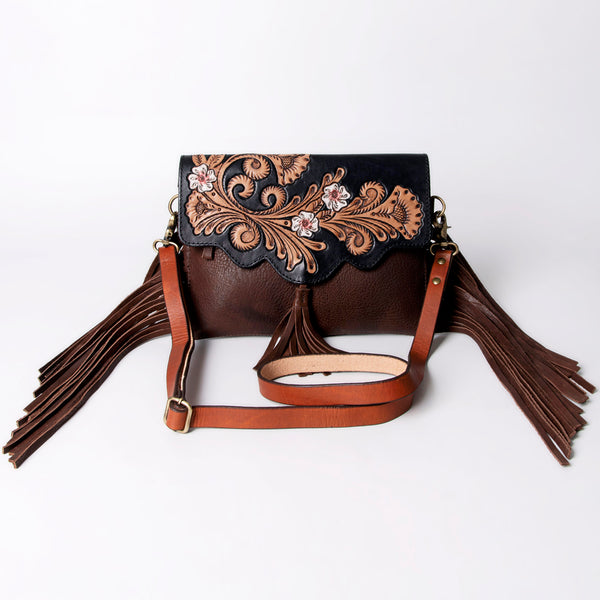 ADBGA162 American Darling Hand Tooled Floral Carved Genuine Leather Messenger Bag