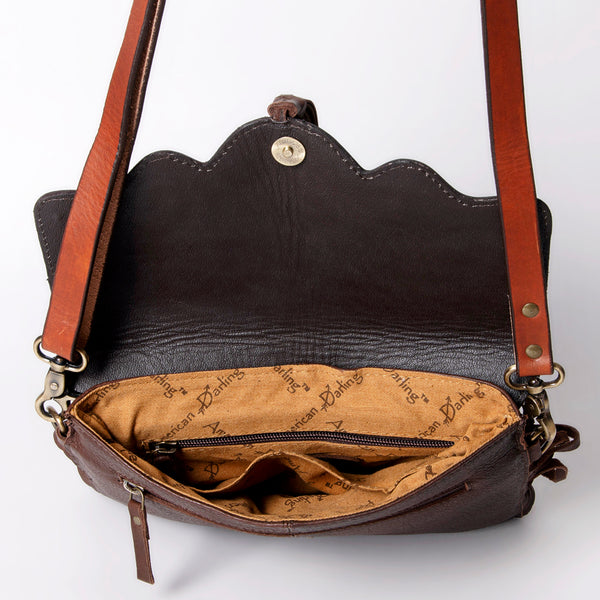 ADBGA162 American Darling Hand Tooled Floral Carved Genuine Leather Messenger Bag