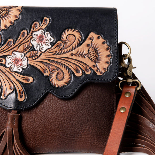 ADBGA162 American Darling Hand Tooled Floral Carved Genuine Leather Messenger Bag