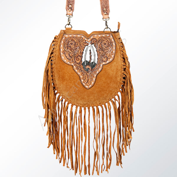ADBGA165 American Darling Hand Tooled Floral Carved Suede Leather Large Cross body Bag
