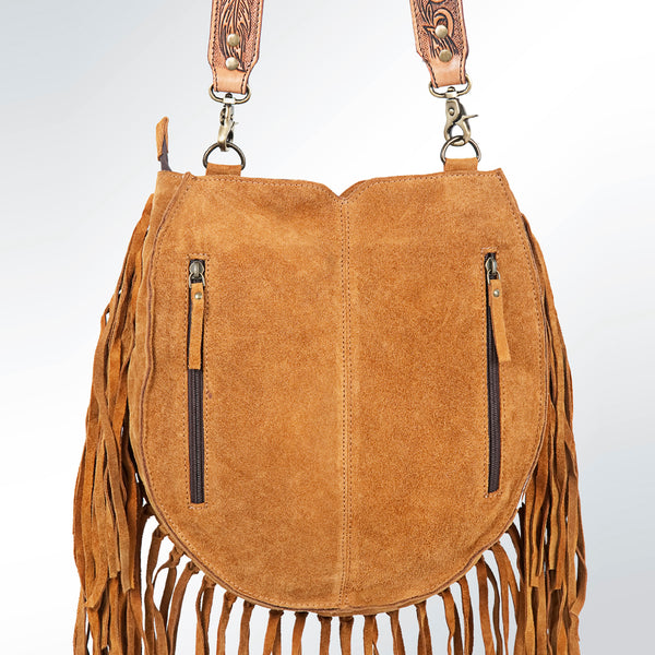ADBGA165 American Darling Hand Tooled Floral Carved Suede Leather Large Cross body Bag