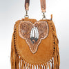 ADBGA165 American Darling Hand Tooled Floral Carved Suede Leather Large Cross body Bag
