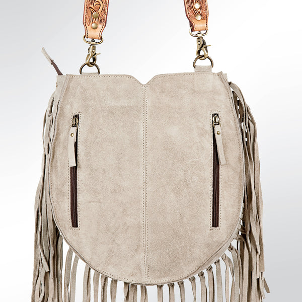 ADBGA166 American Darling Hand Tooled Floral Carved Genuine Suede Leather Large Cross body Bag