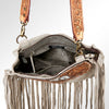 ADBGA166 American Darling Hand Tooled Floral Carved Genuine Suede Leather Large Cross body Bag