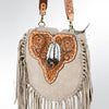 ADBGA166 American Darling Hand Tooled Floral Carved Genuine Suede Leather Large Cross body Bag