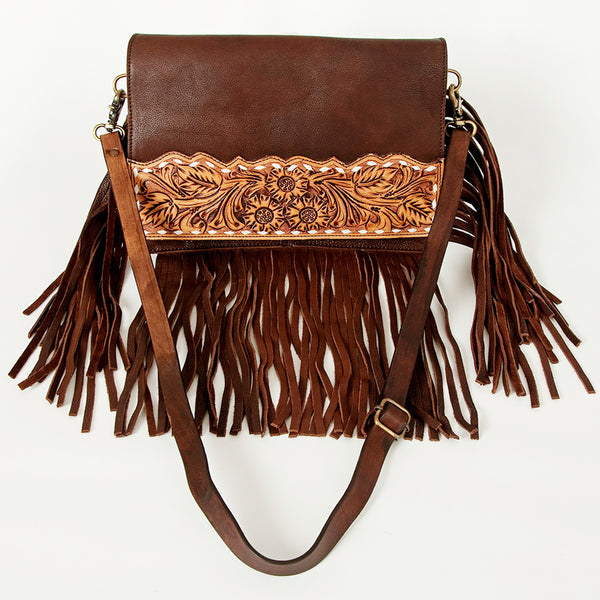 ADBGA167 American Darling Hand Tooled Floral Carved Genuine Leather Large Cross body Bag