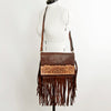 ADBGA167 American Darling Hand Tooled Floral Carved Genuine Leather Large Cross body Bag