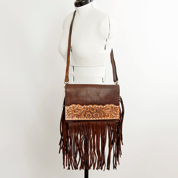 ADBGA167 American Darling Hand Tooled Floral Carved Genuine Leather Large Cross body Bag