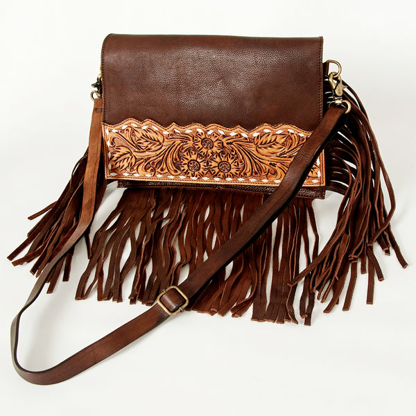 ADBGA167 American Darling Hand Tooled Floral Carved Genuine Leather Large Cross body Bag