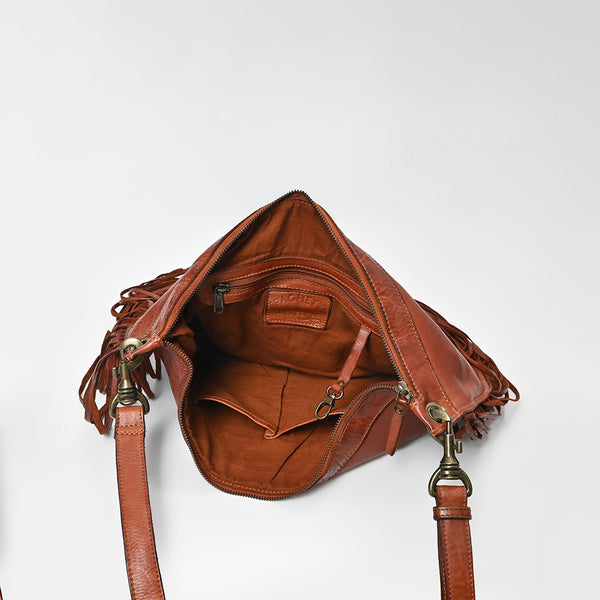 SWC128 Modern Rivet-Fringe Shoulder Bag
