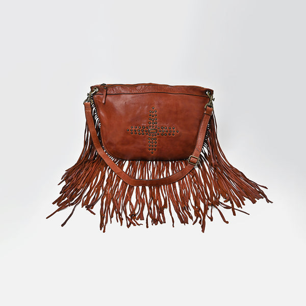 SWC128 Modern Rivet-Fringe Shoulder Bag