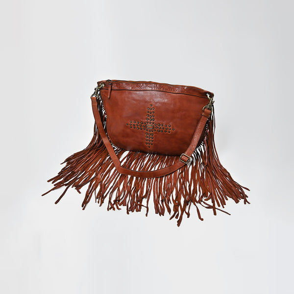 SWC128 Modern Rivet-Fringe Shoulder Bag