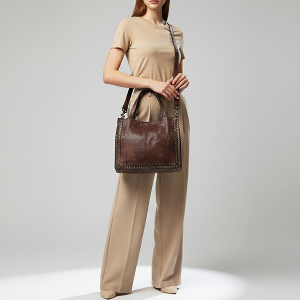 SWC133 Signature Rivet-Trim Tote Bag