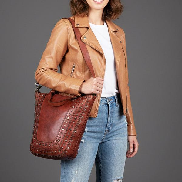 SWC134 Heritage Rivet Panel Tote Bag