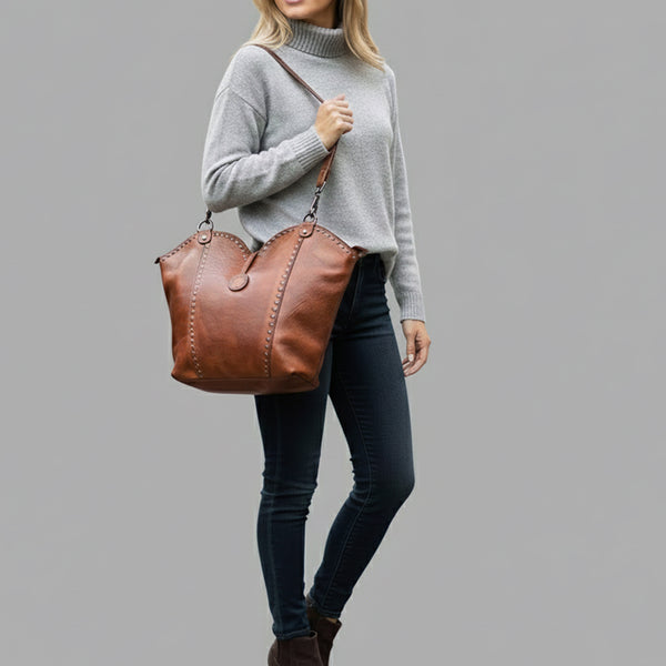 SWC136 The Luxe Riveted Shoulder Bag