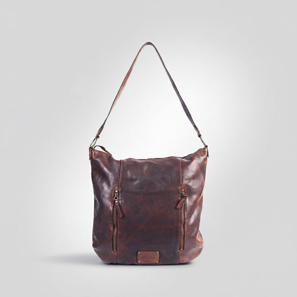 SWC142 Signature Riveted Leather Shoulder Bag