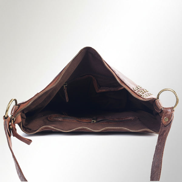 SWC142 Signature Riveted Leather Shoulder Bag