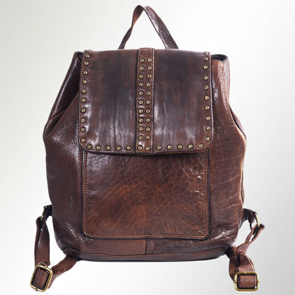 SWC145 Signature Riveted Leather Backpack