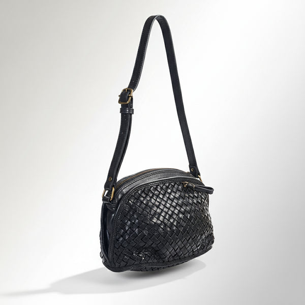 SWC148 Classic Leather Woven Crossbody