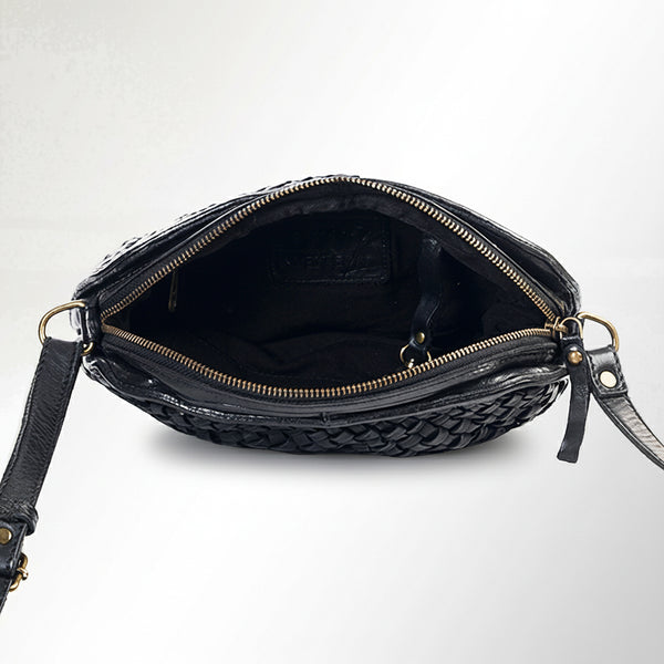 SWC148 Classic Leather Woven Crossbody