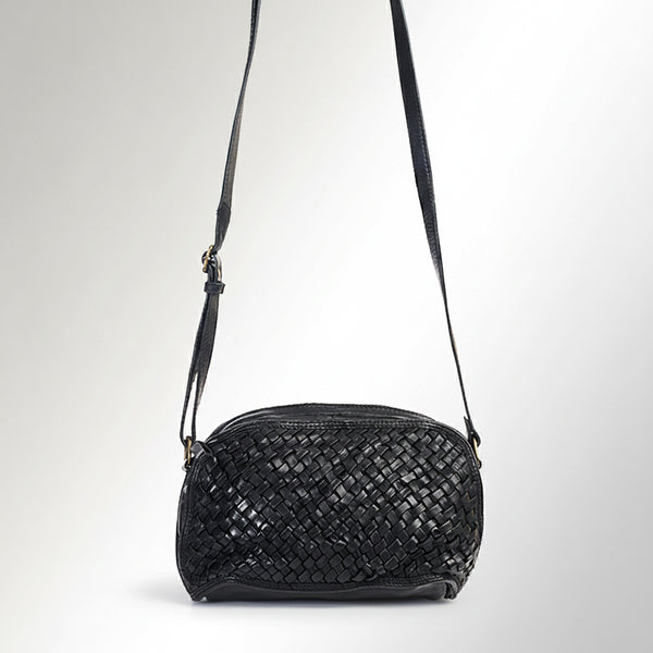 SWC148 Classic Leather Woven Crossbody