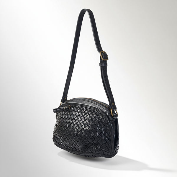 SWC148 Classic Leather Woven Crossbody