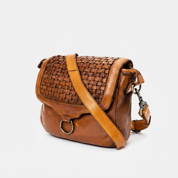 SWC159 Woven Leather Messenger Bag