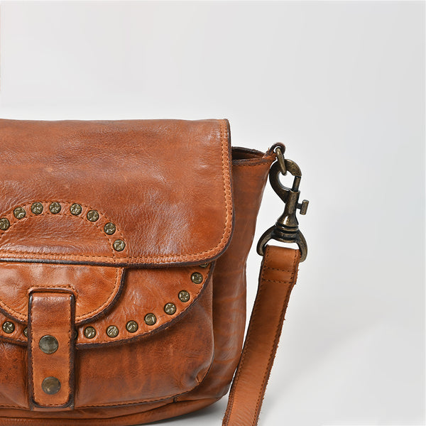 SWC162 Riveted Half-Moon Crossbody Bag