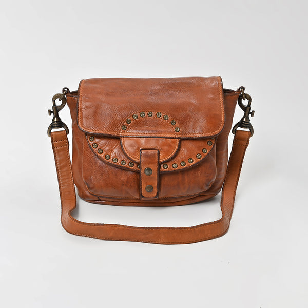 SWC162 Riveted Half-Moon Crossbody Bag