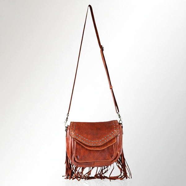 SWC164 Riveted Flap Fringe Crossbody