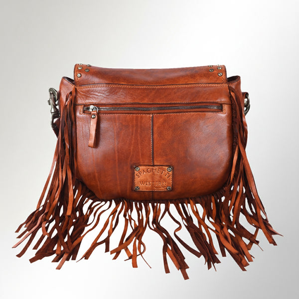 SWC164 Riveted Flap Fringe Crossbody