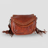 SWC164 Riveted Flap Fringe Crossbody