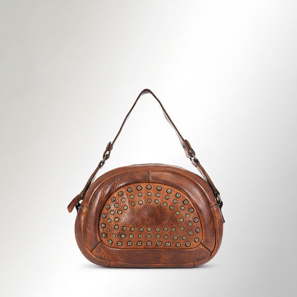 SWC167 Studded Arc Flap Shoulder Bag